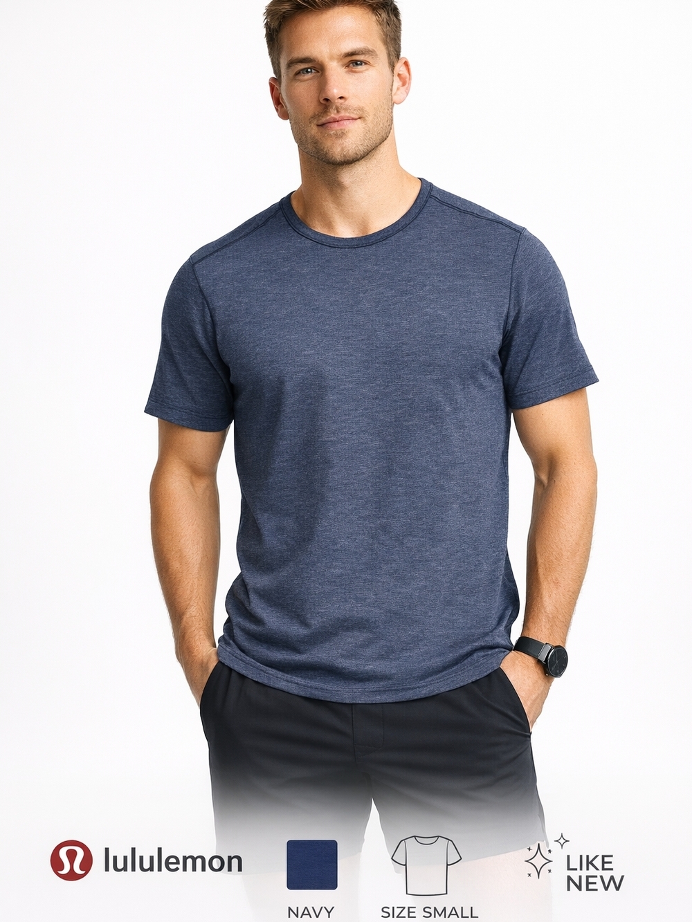 Lululemon Men’s Navy Training Tee Size Small Like New Athletic Performance Shirt